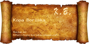 Kopa Boriska névjegykártya